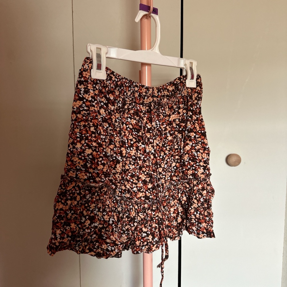 Red Floral Mini Skirt